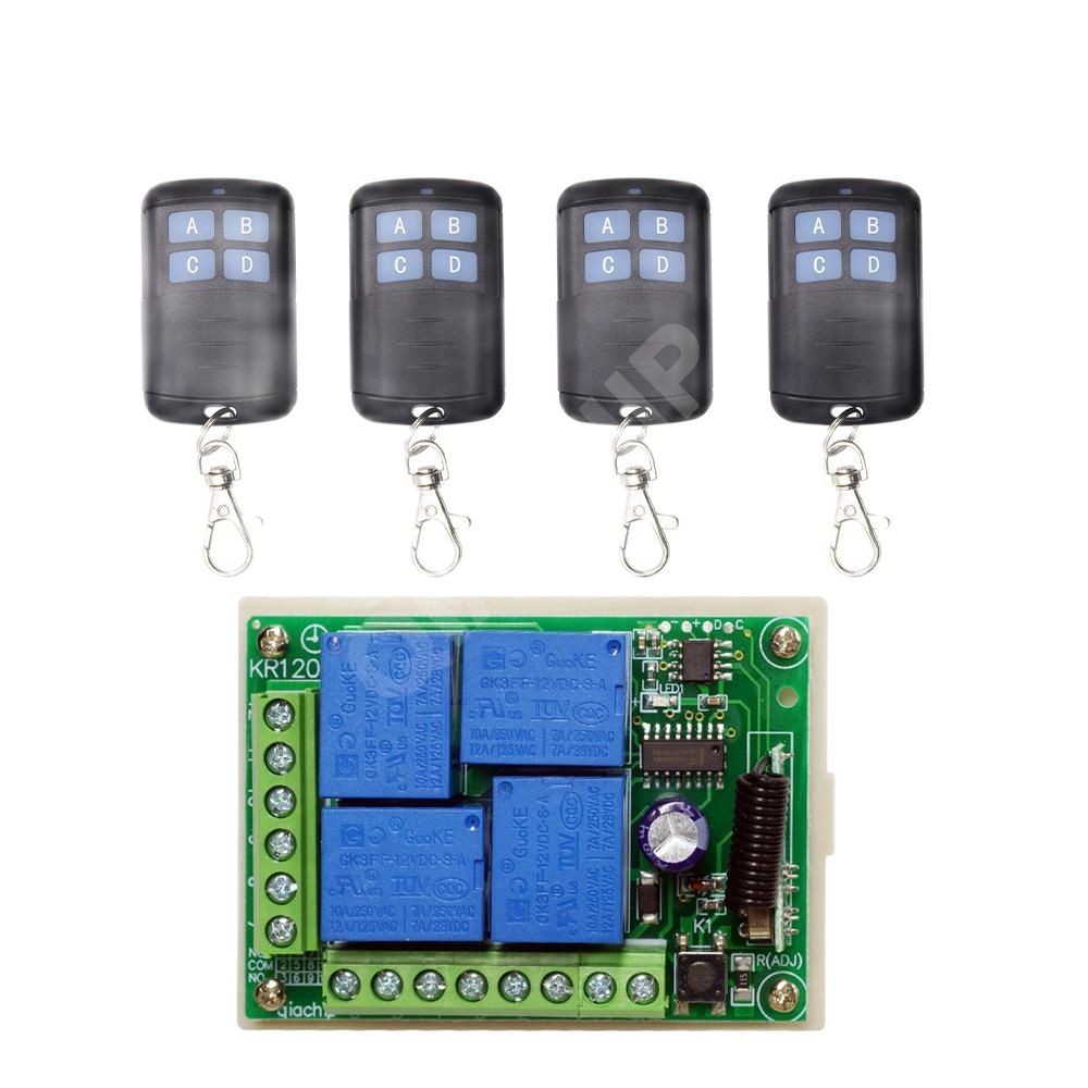 433 Universal Wireless RF Remote Control rf 433Mhz DC 12V 4CH Relay