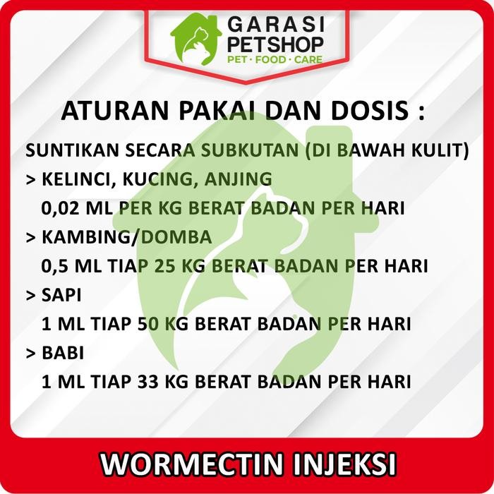 WORMECTIN 20 ML OBAT SCABIES KUTU JAMUR KELINCI KUCING WORMECTIN 20ML