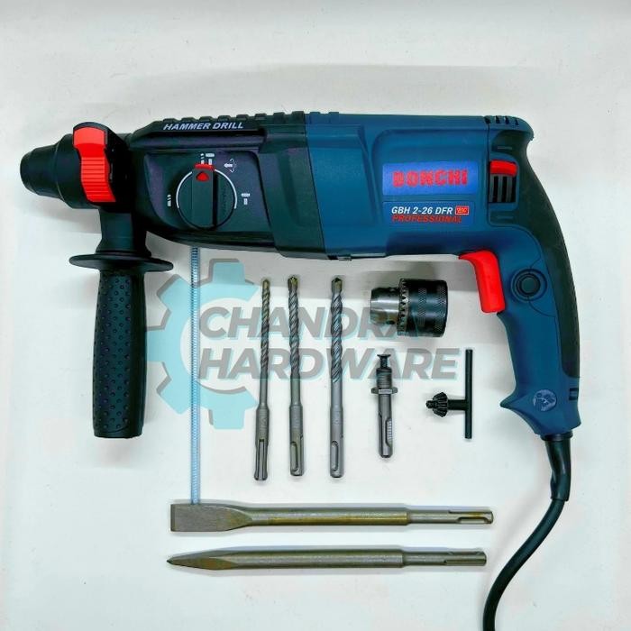 Bor Bobok Rotary Hammer Drill 26Mm Bor Beton Dinding Bonchi Bos Bor Pahat 3 Fungsi Free Mata Bor