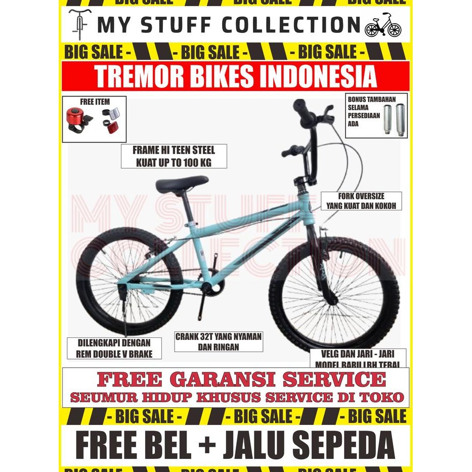 SEPEDA BMX ANAK DAN DEWASA UKURAN 20 INCH FRAME HI TEEN STEEL BONUS BEL + JALU BONCENGAN BELAKANG