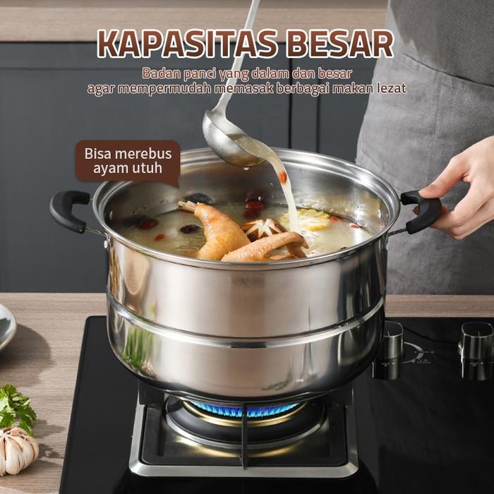 GM Bear Set Panci Kukus Stainless Steel 5pcs 2188 - Panci Stainless Steel