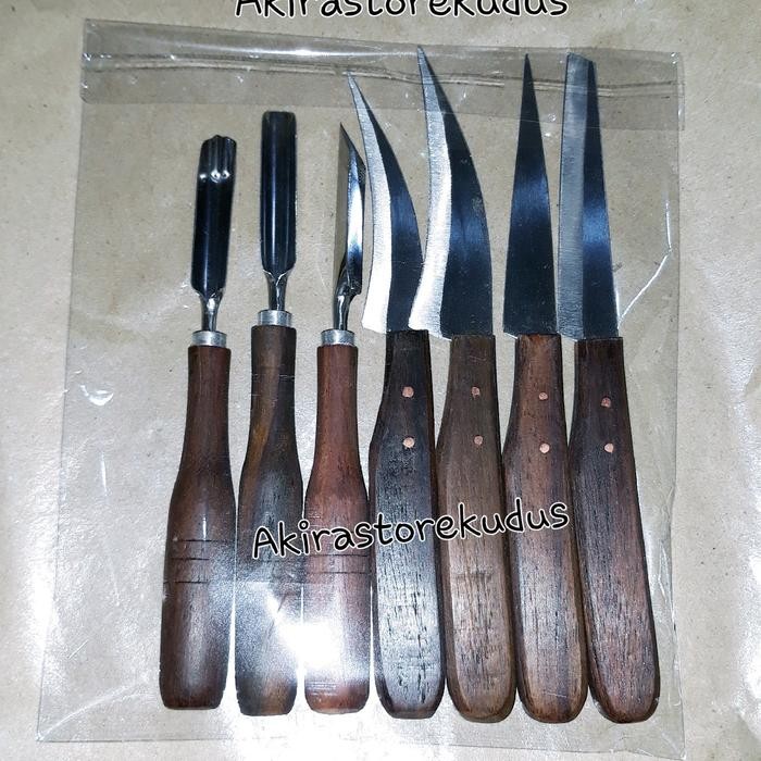 Pisau Garnish Isi 7 / Pisau Ukir Buah 1 Set Isi 7 Pcs Kayu