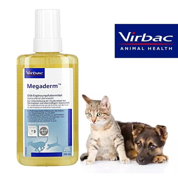 VIRBAC MEGADERM 250 ML VITAMIN BULU KULIT KUCING ANJING BOTOL
