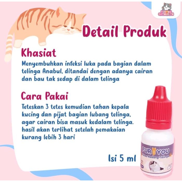 FUR YOU TETES RADANG TELINGA KUCING OTITIS OBAT KUCING SAKIT TELINGA INFEKSI KUPING KUCING