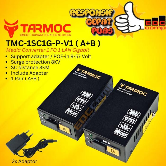 Tarmoc TMC-1SC1G-P 1 FO 1 LAN Gigabit POE IN 5-24V HTB Mini GS-03A+B - 1SC1G-P (A+B)