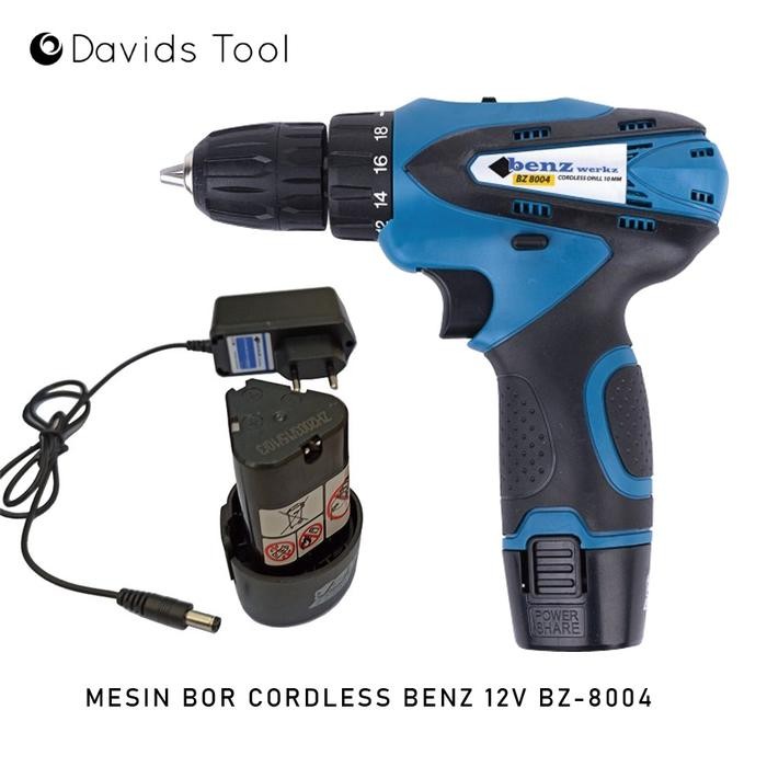 Mesin Bor Cordless Tanpa Kabel Cas Cordles Benz 10Mm 12V Bz8004