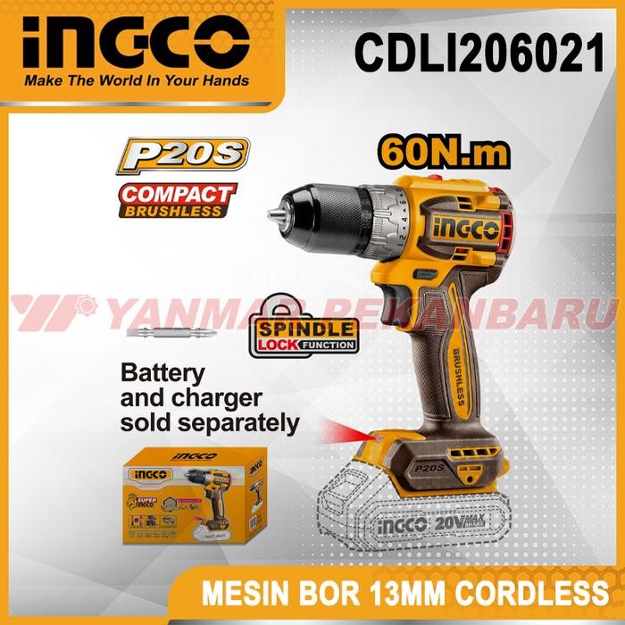 Mesin Bor Baterai 20 Volt Only Cdli206021 Ingco