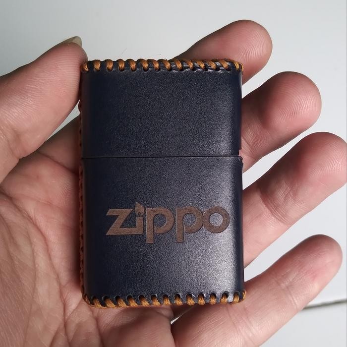 sarung zippo kulit asli anyam - custom grafir zippo lighter case *