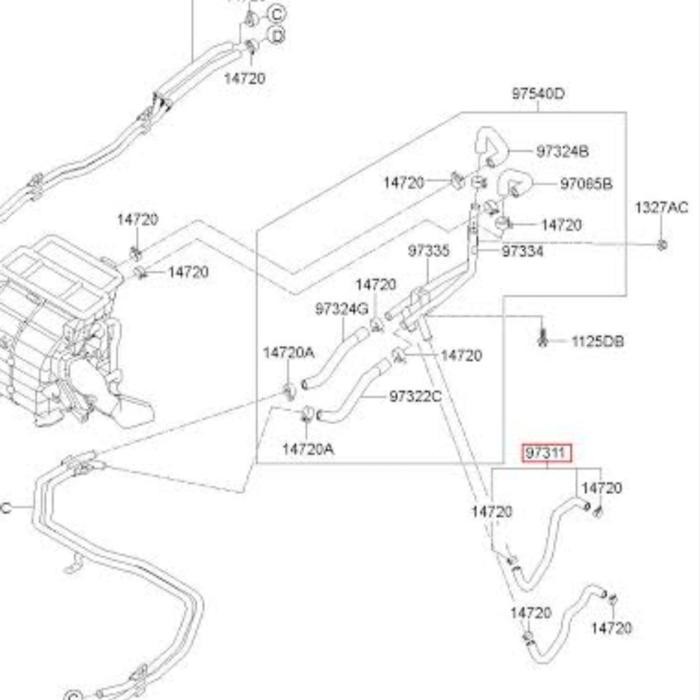 Selang Hose Heater Coolant Inlet Hyundai H1 Bensin Asli