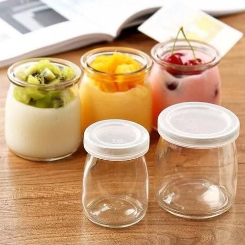 Jar Botol Pudding / Jar Toples ASI Pudding Yogurt Dessert Tutup Plastik Botol Kaca Penyimpanan