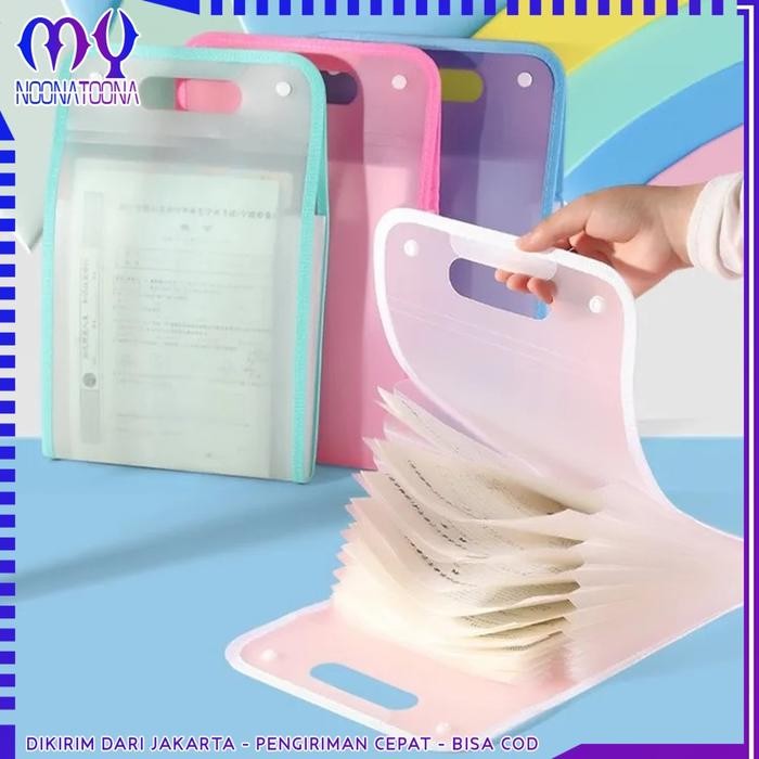 

Tas File Handle Transparan Anti Air 13 Sekat A4 Folder Map Berkas
