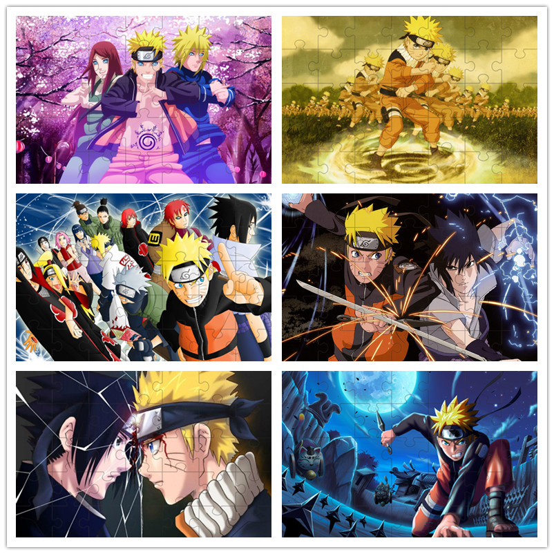35/300/500/1000 Pcs Naruto Wooden Puzzle Jigsaw Toys Intelligence
