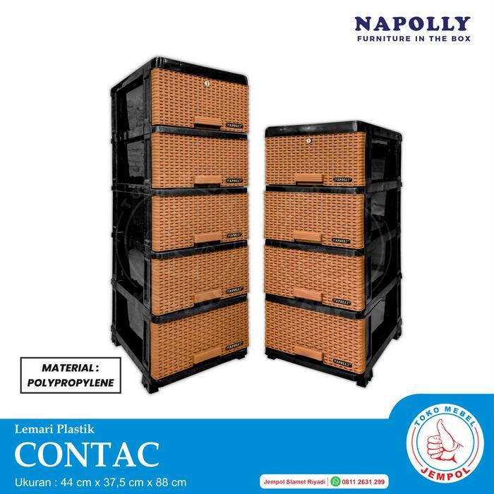 Lemari Laci/Lemari Plastik Napolly Contac/Lemari Serbaguna/Motif Rotan