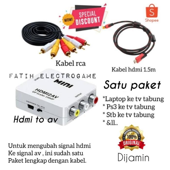 PENGHUBUNG LAPTOP KE TV TABUNG / CONVERTER HDMI TO AV RCA