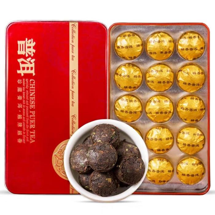 

2 Kaleng Chines Tea Premium Puer Cha Nuo Mi Xiang Aroma Ketan/Pandan