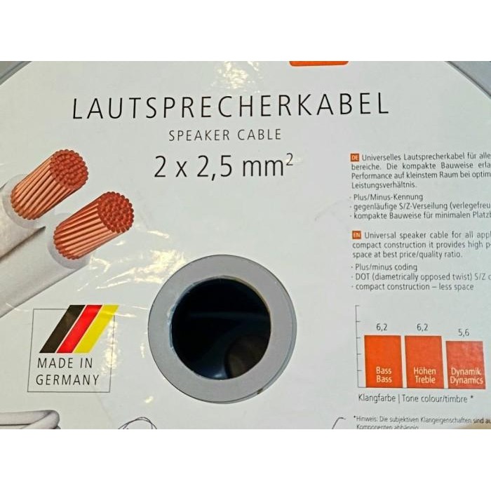 Inakustik S 2X2.5Mm Awg14 Speaker Kable Putih Made In Germany (1M)