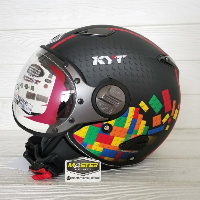 HELM KYT ELSICO #7 BLACK MATT YELLOW RED KYT HALF FACE