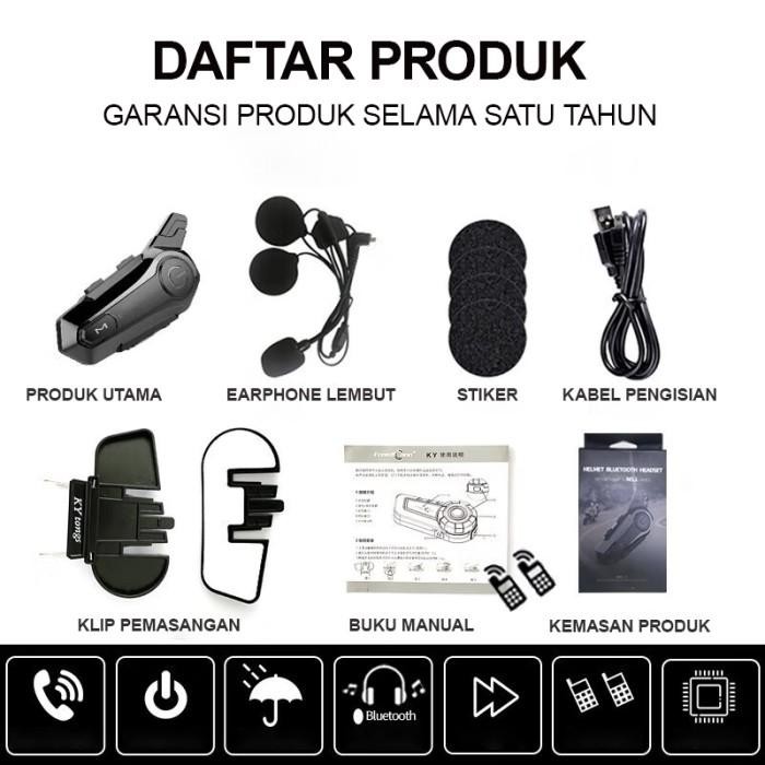 ZACRO E1 Intercom helm Bluetooth 5.0 FM Radio intercom dua arah