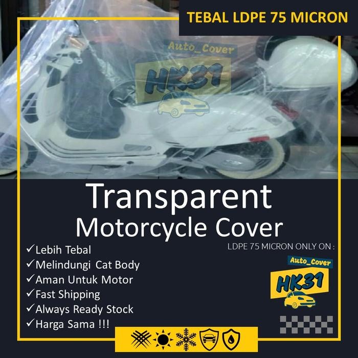 Sarung motor Vespa premium transparan tebal - Cover Motor Vespa Premium transparan plastik for All