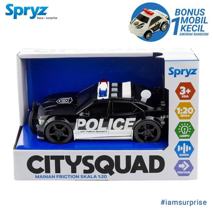 Spryz Citysquad Mainan Mobil Polisi Hitam 1:20