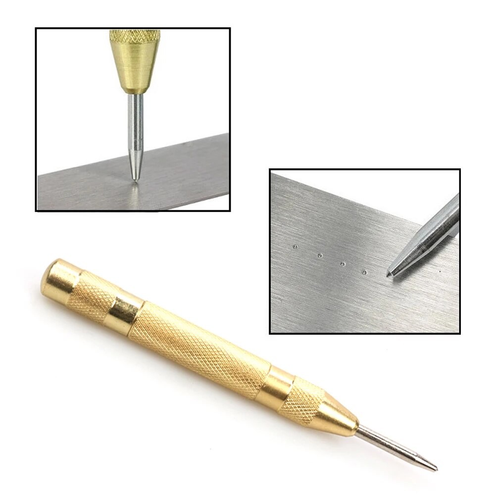 Golden Automatic Spring Type Center Punch Locator Glass Striker Window Breaker Punch Center Punch