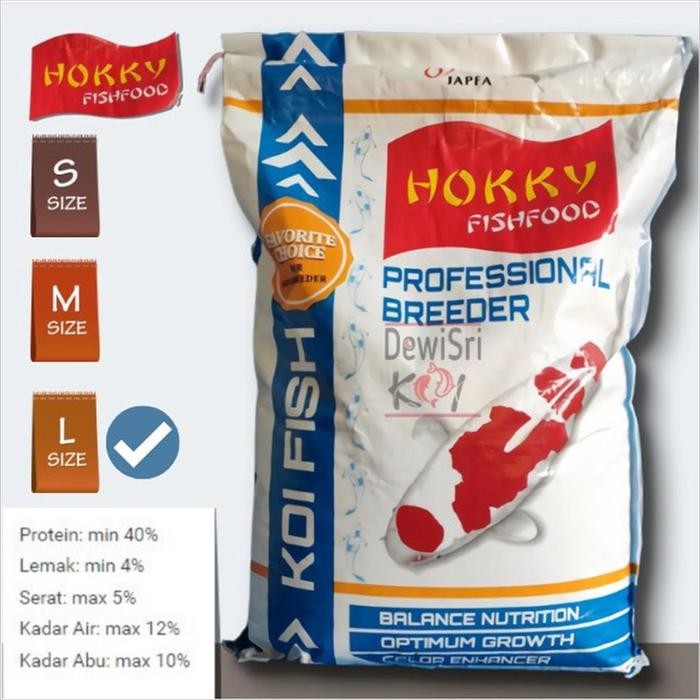 Pakan Koi Hokky Professional Breeder 10kg Makanan Ikan Ukuran LARGE