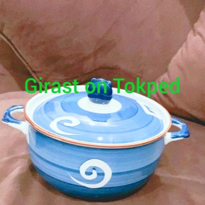 Wadah Sajian Panci Sup Sayur Tutup Kaca Tempat Makanan Motif Jepang