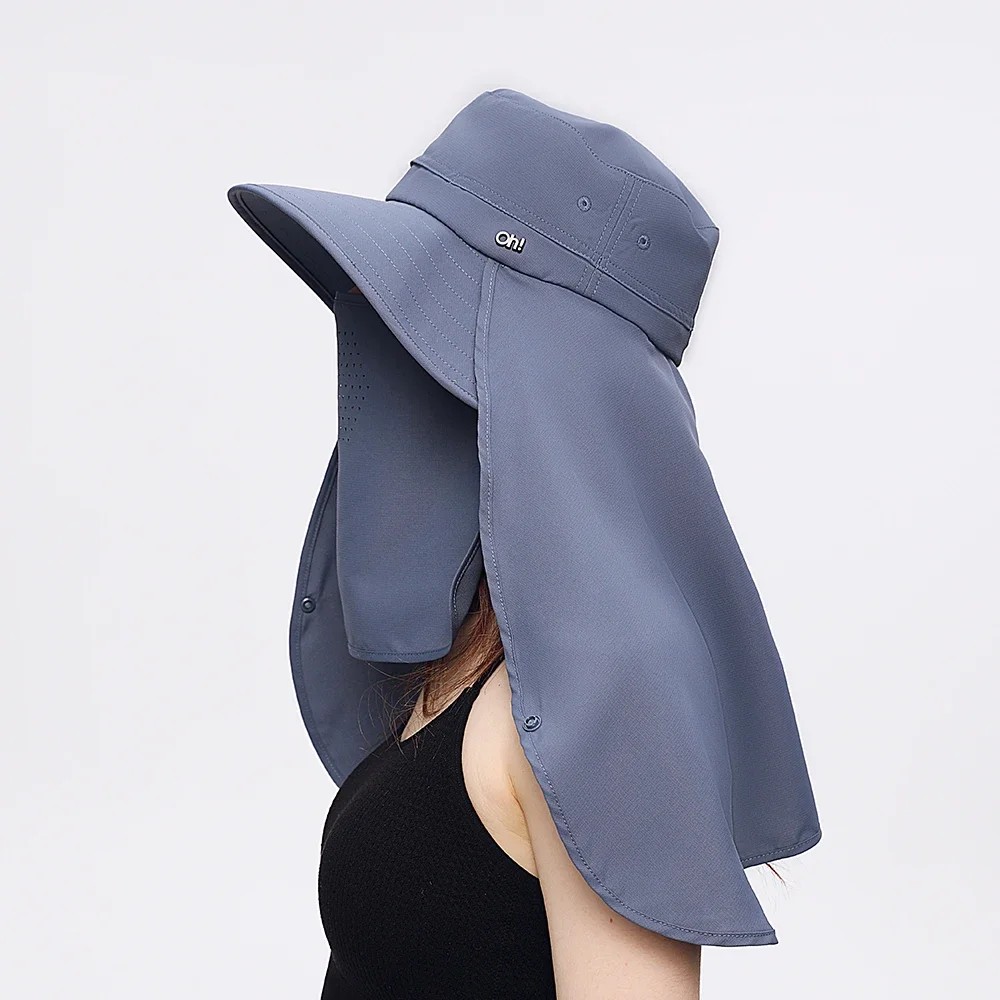 

OhSunny Fishing Hat with Shawl Face Cover Summer Three in one Bucket Hats with Neck Face Protection