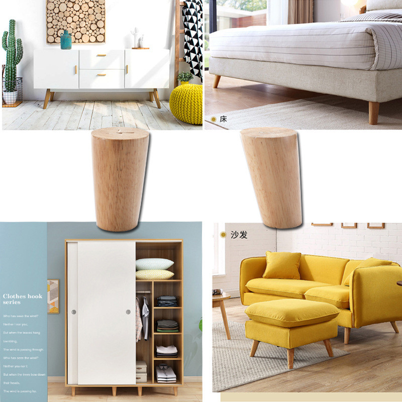 

1Pcs Height10-30cm Solid Wood Furniture Legs, Inclined Cone Sofa Bed Cabinet Table and Chair