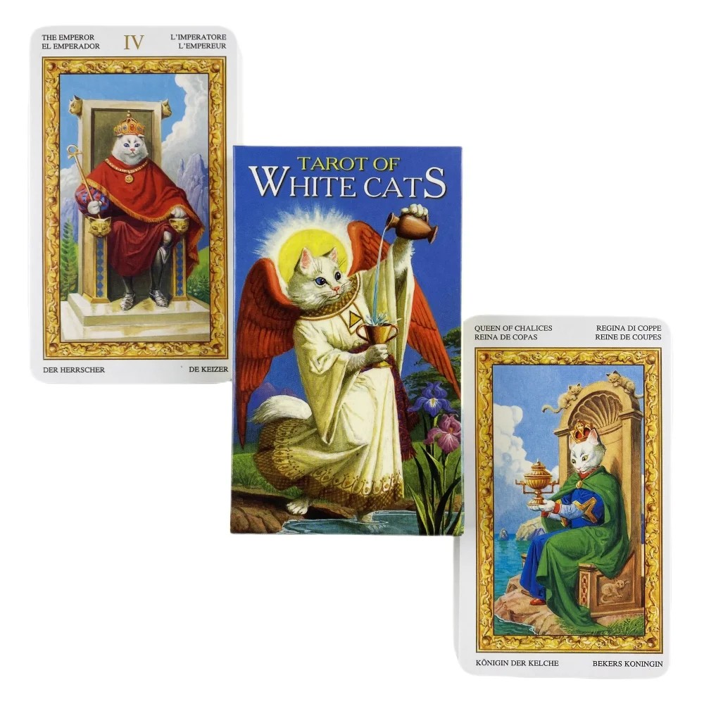 

1Pcs Deck Tarot Tarot Of White Cats Cards Divination Deck English Versions Edition Oracle Board