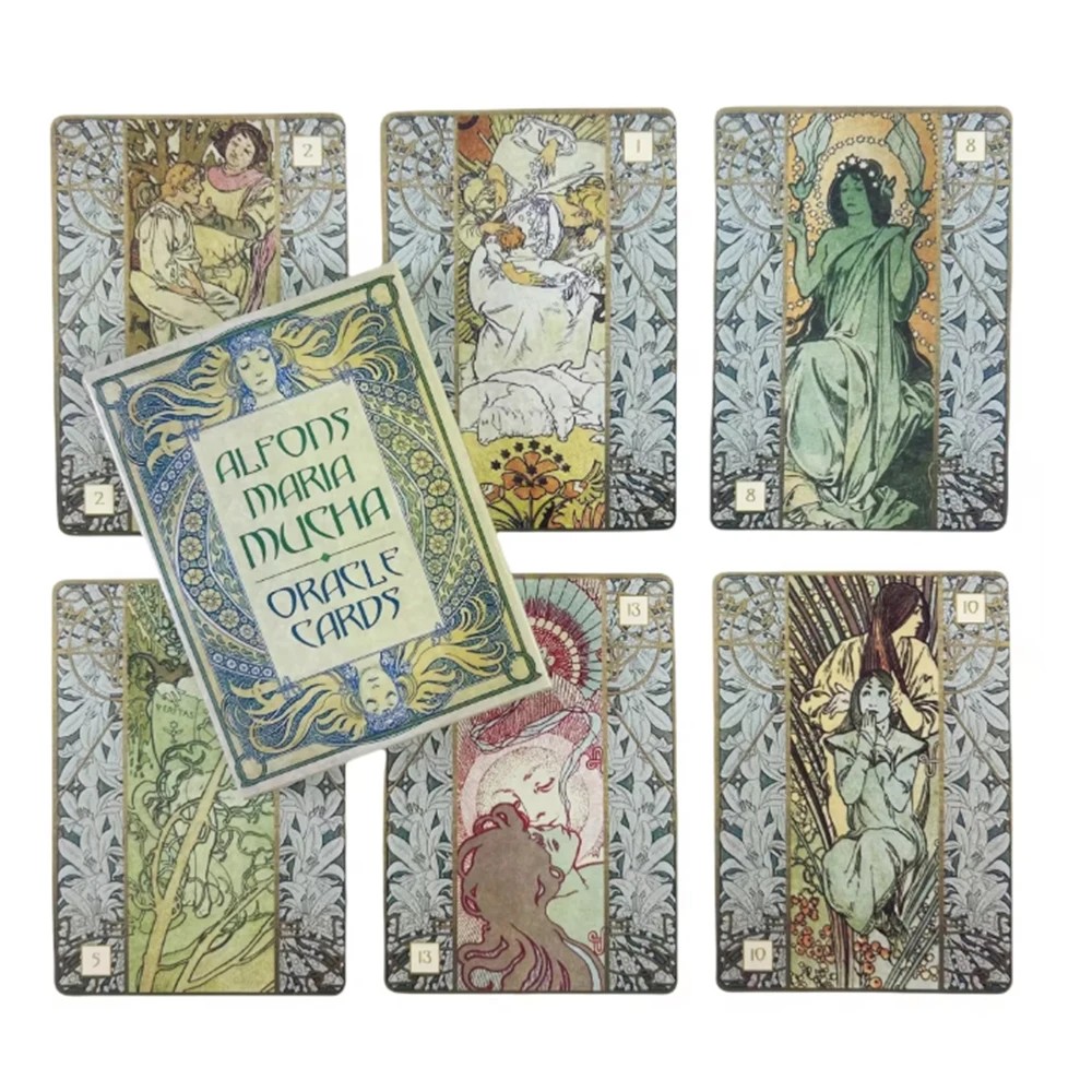 

1Pcs Deck Tarot Alfons Maria Mucha Oracle Cards Divination Deck English Vision Edition Tarot Board