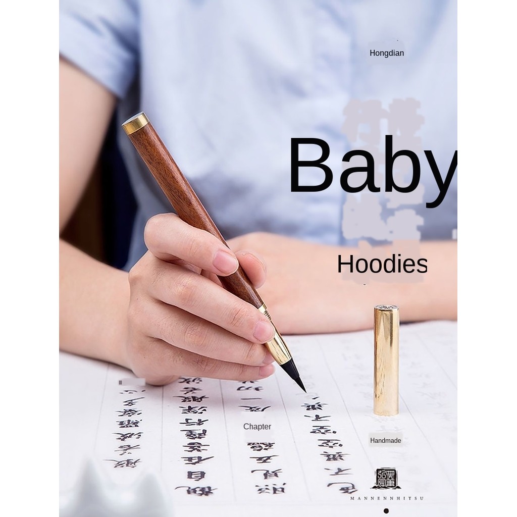 

Hongdian Handmade Rosewood & Brass Brush Pen Calligraphy Soft Nib 0.7-5mm Come with Converter Art