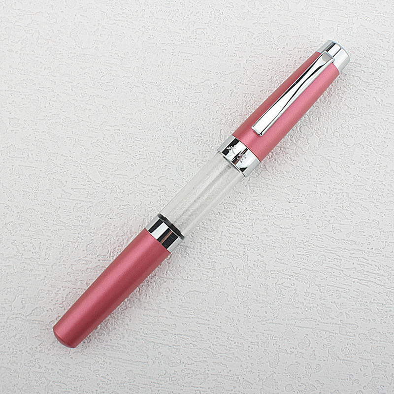 

Press Type Ink Suction Fountain Pen Vacuum Filling, EF Nib Clear Transparent Acrylic Smooth Writing