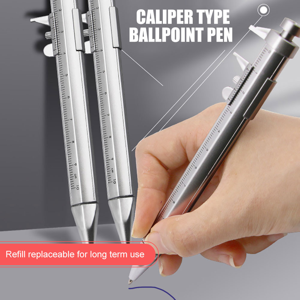 

10Pcs Caliper Pen 0-100 Vernier Caliper Roller Ball Pen 1mm Ink Student Stationery Ballpoint Pen