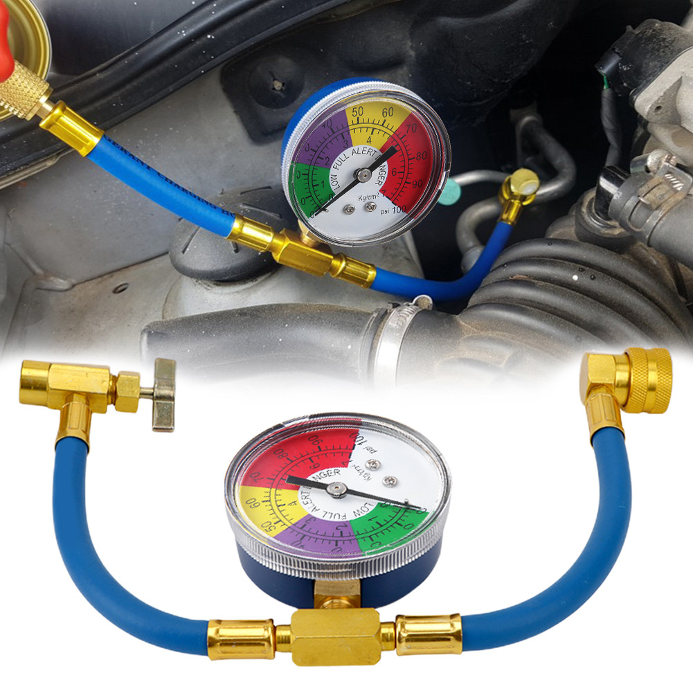 

R134A Air Conditioner Gas Charging Hose with Pressure Gauge Freon AC Recharge Hose Refrigerant Gas