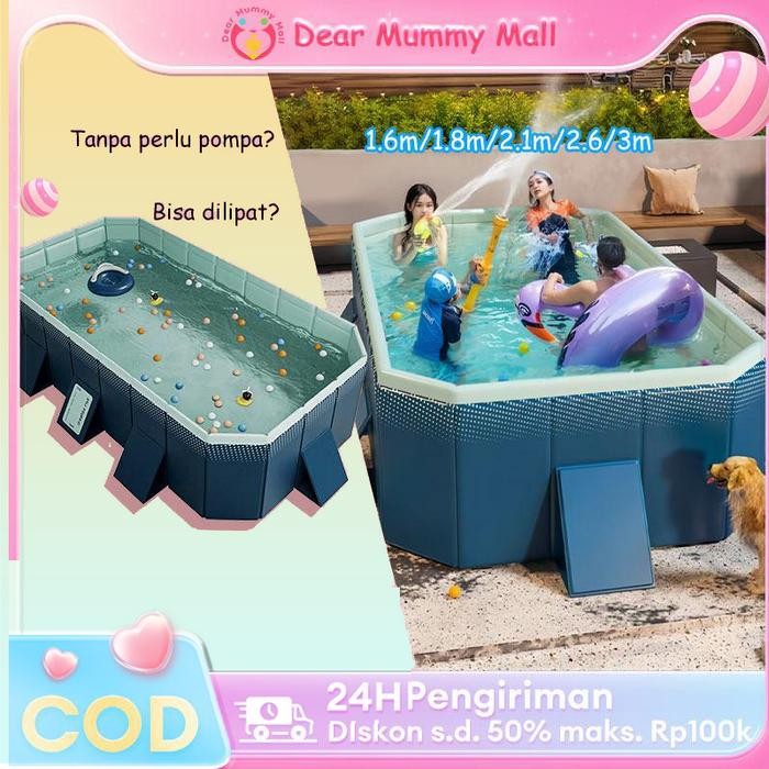 Termurah 1.5M-3M Kolam Renang Anak/Kolam Renang Jumbo/ Kolam Renang Lipat Tanpa Pompa 0 Sampai 6