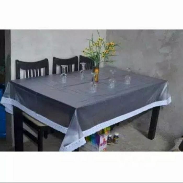 Taplak meja plastik bening tebal/anti air/taplak meja plastik Renda