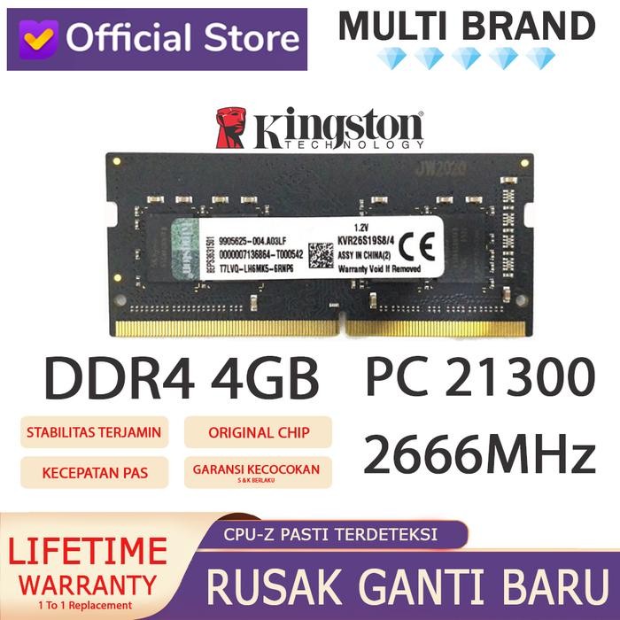 Ram Laptop Kingston Ddr4 4Gb 21300/2666Mhz Ori Ram Nb Ddr4 4Gb 2666Mhz