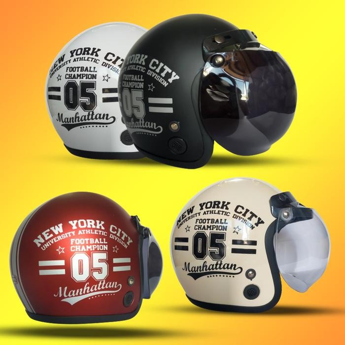 (Allthebest) HELM BOGO DEWASA MOTIF KACA FLAT Football Manhattan