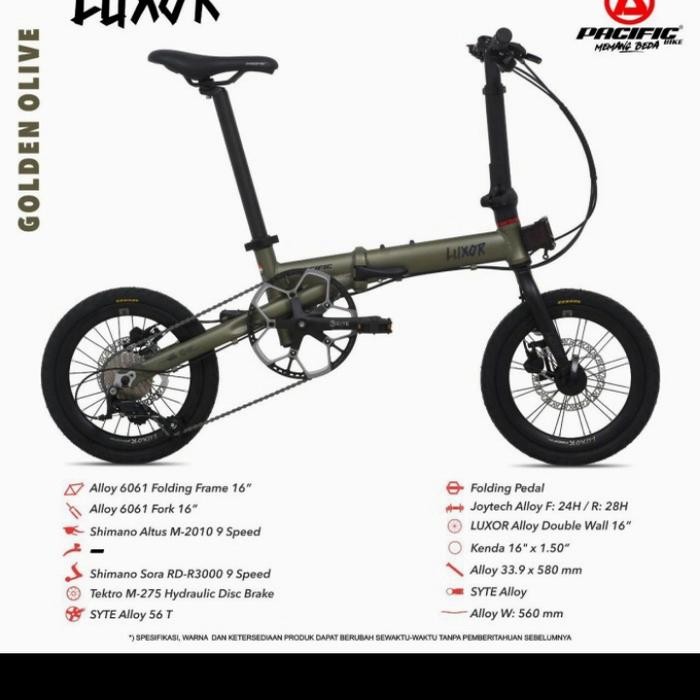 Bagus Sepeda Lipat Pacific Luxor 16 Inch Alloy Shimano Sora