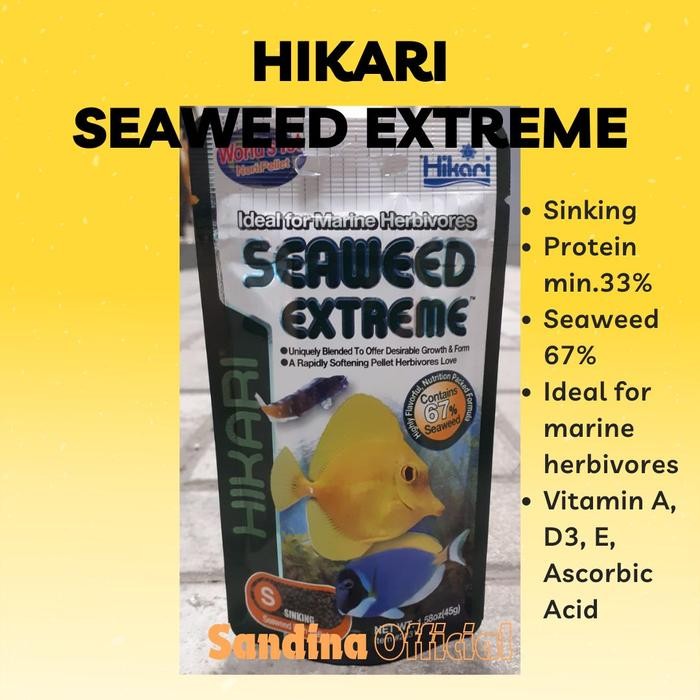 MAKANAN PELET PAKAN IKAN LAUT HIKARI SEAWEED EXTREME TANG SURGEON DORI NORI
