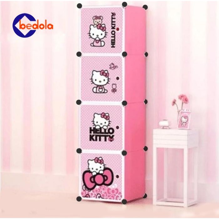 Lemari Plastik Lemari Pakaian Rak Susun Lemari Baju Portable 4 Pintu