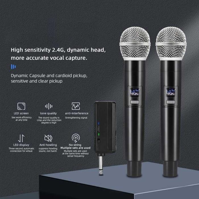 uhf wireless profesional usb mikrofon mic pegang karaoke amplifier