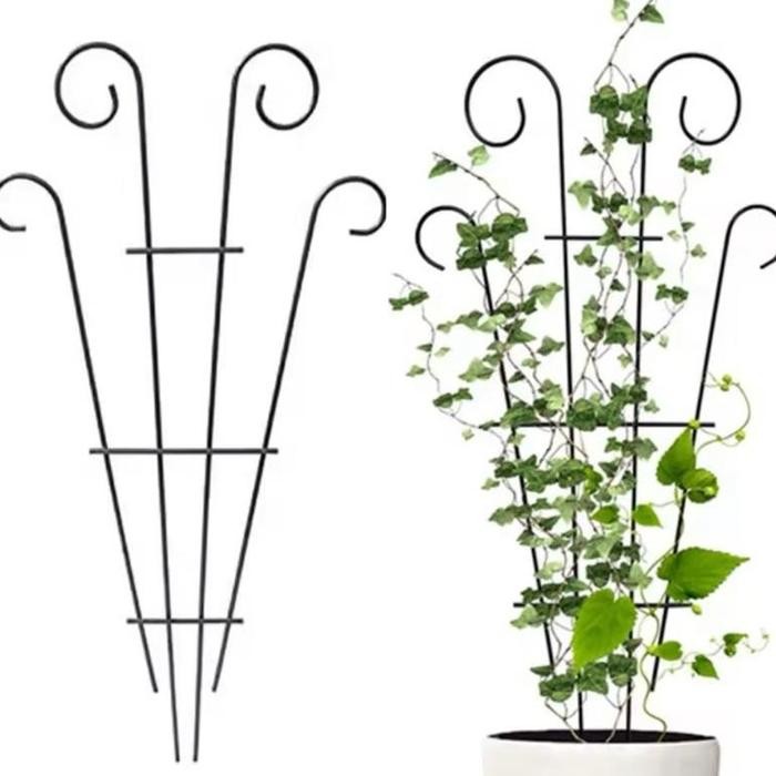 Teralis Hitam Penyangga Tanaman Rambat Kebun Taman - Fan Trellis Metal Plant Support Stake Stand