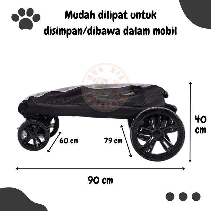 Ready Stok Pet Stroller Trolley Keranjang Troli Kereta Dorong Lipat Anjing Kucing Besar Jumbo Extra