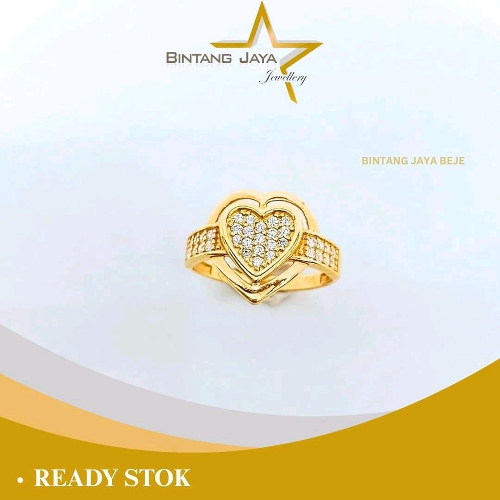 Cincin Emas Asli Love MaTimbang Air Putih - Kadar (16K) - Ukuran 12 - 2,56 gram - Motif CinTimbang A