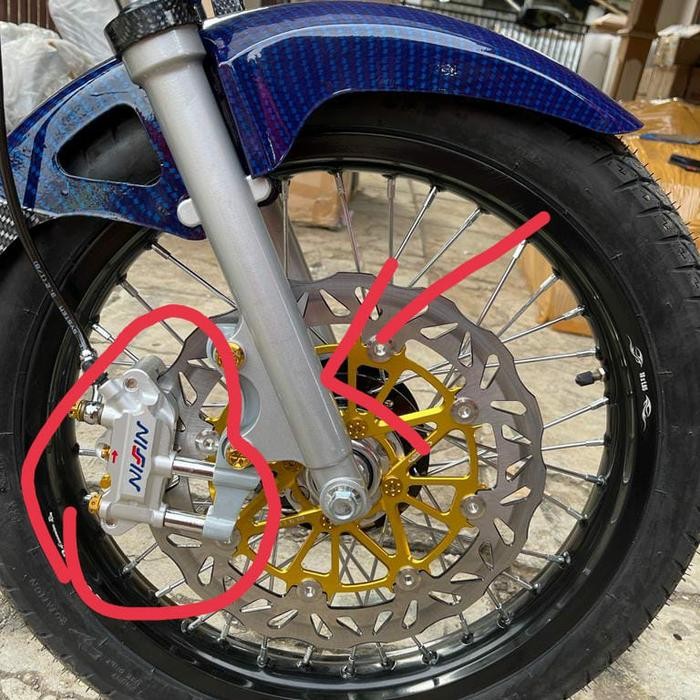 breaket kaliper monoblok dan kaliper nissin pnp rx king piringan lebar