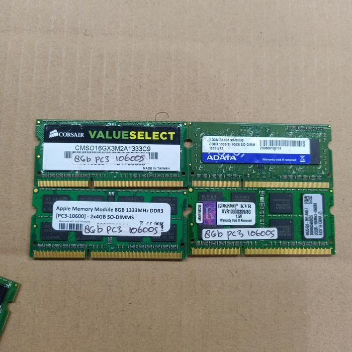 RAM MEMORY SODIM 8GB 2RX8 PC3 10600S MERK RANDOM BUAT LAPTOP