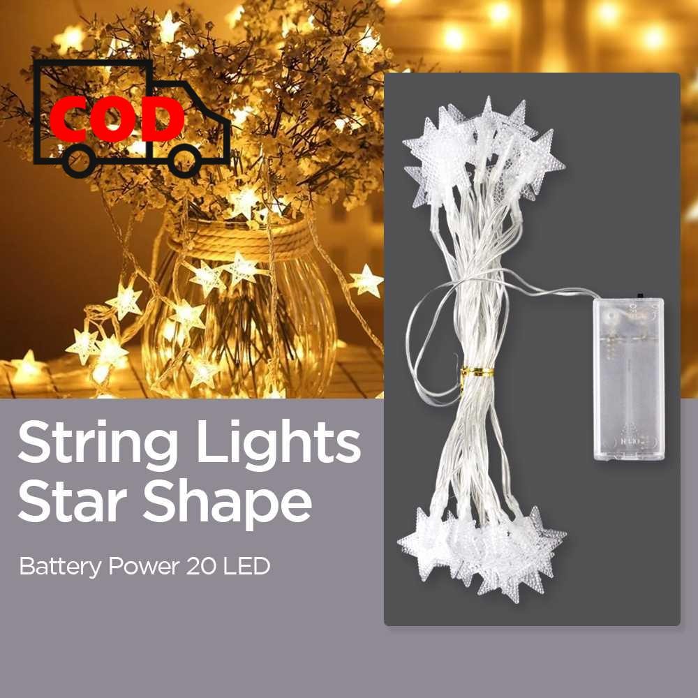 Lampu Hias String Lights Bintang Mini Dekorasi Kamar Tidur Ruang Tamu Aesthetic Baterai AA Tanpa Lis