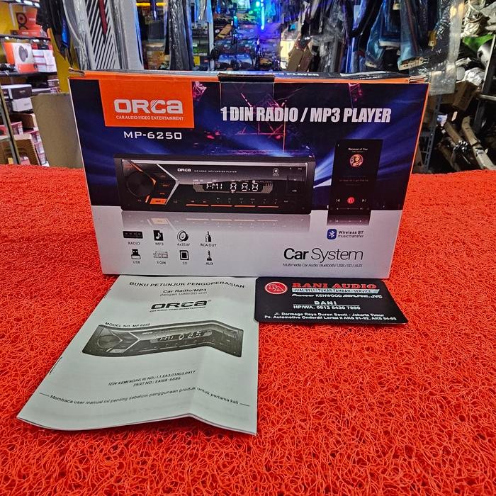 Head Unit Single Din ORCA MP-6250 bluetooth usb radio